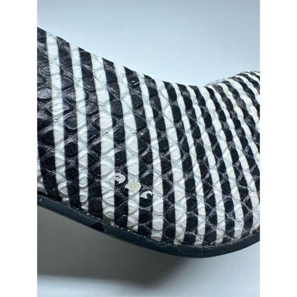 Seychelles Womens Black White Striped Leather Pointed Toe Heels Pumps Shoes 8 - Picture 8 of 10